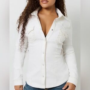 True Religion Western Winter White Women’s Button-Down Shirt